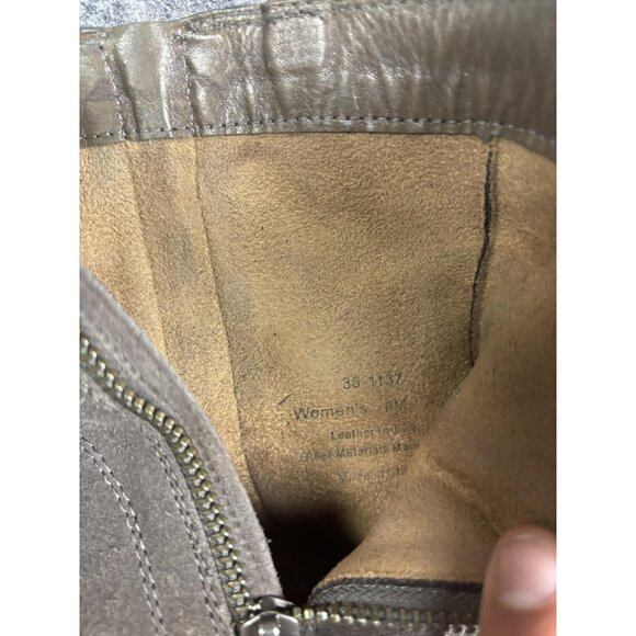 HS Trask Boots Womens Size 7.5 Gray Suede Stacked Heel Side Zip Buckle Ankle - Picture 8 of 8